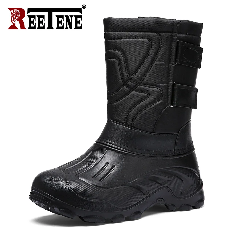 

REETENE New Hot Sales Men'S Snow Boots Waterproof High-Cutting Men'S Shoes Winter Mens Casual Boots Keeping-Warm Fur Men'S Boots
