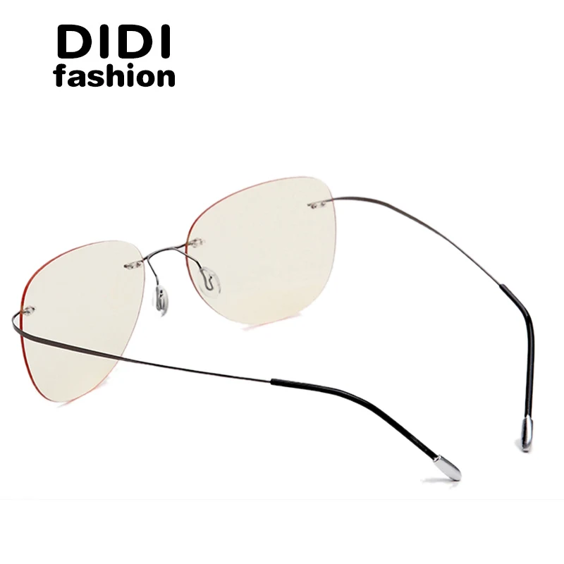 

DIDI Bendable Titanium Alloy Anti Blue Glasses Men Women Rimless Frame Thin Eyeglasses Optical Computer Goggles UV400 Culos H686