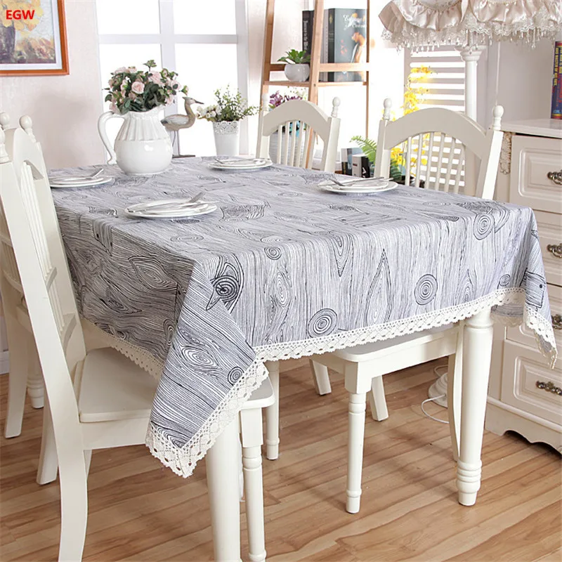 Home decor vitage wood grain tablecloth cotton&polyester table cloth