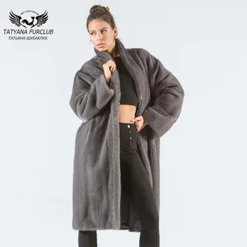 

Tatyana 2019 New Coming Gray Genuine Leather Mink Fur Coats Women 95 Cm Long Mink Fur Coat Whole Skin Fur Jackets Russia Hot