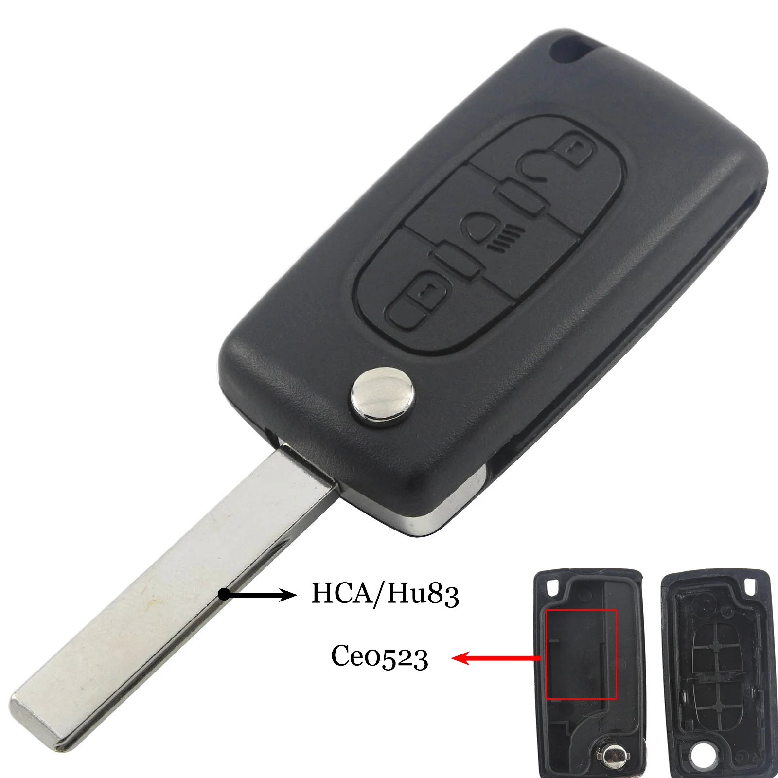 Jingyuqin для Citroen C2 C3 C4 C5 C6 C8 люк купе 3 кнопки флип чехол для дистанционного ключа от машины крышка оболочки Fob VA2/HCA лезвие символ светильник - Количество кнопок: HCA Ce0523
