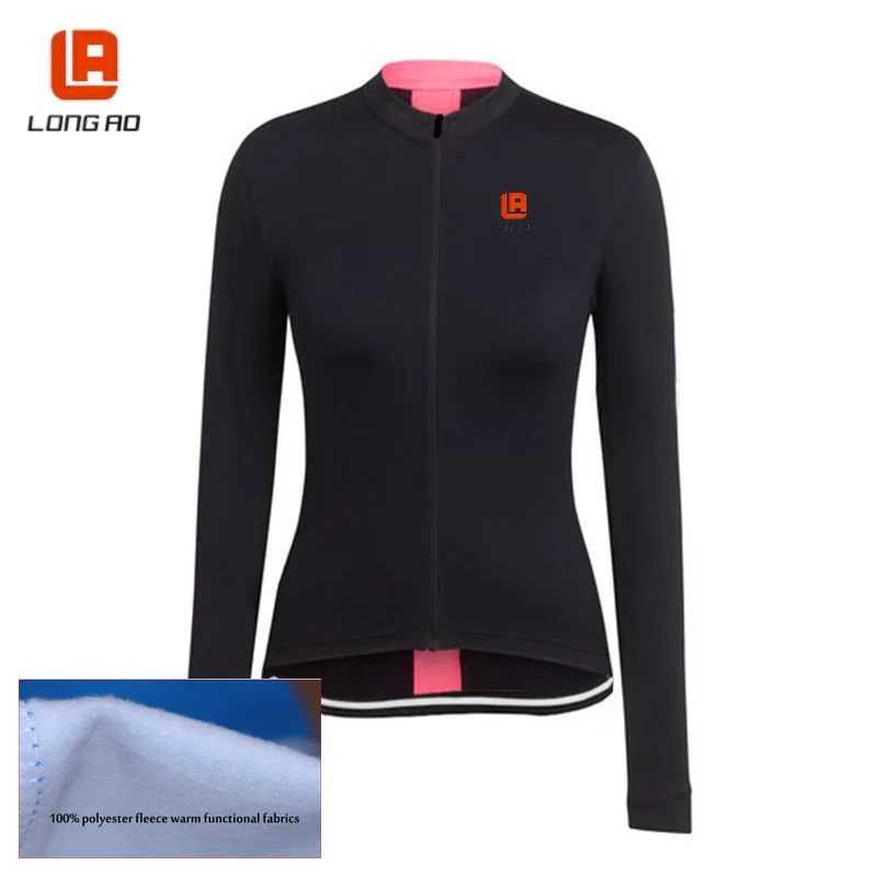 LONG50 Fleece black Длинные Ао зима горячей флис Для женщин Велоспорт Джерси с длинным рукавом спорта на открытом воздухе только Велосипедный Спорт Цикл Костюмы Classic 3 Цвет - Цвет: LONG50 Fleece black