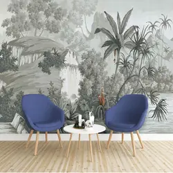 На заказ настенная ткань винтажная ручная роспись тропический лес настенная бумага для стен 3 D гостиная настенная бумага домашний декор