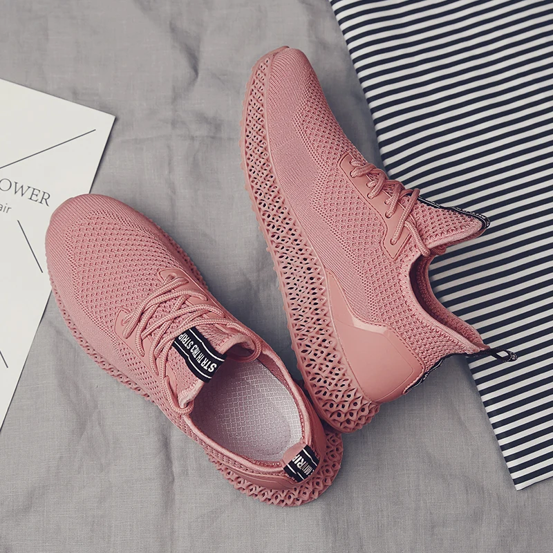 Г., высококачественные женские кроссовки с 4D подошвой, дышащая Уличная Повседневная обувь из сетчатого материала, однотонная женская обувь белого, розового, зеленого цвета