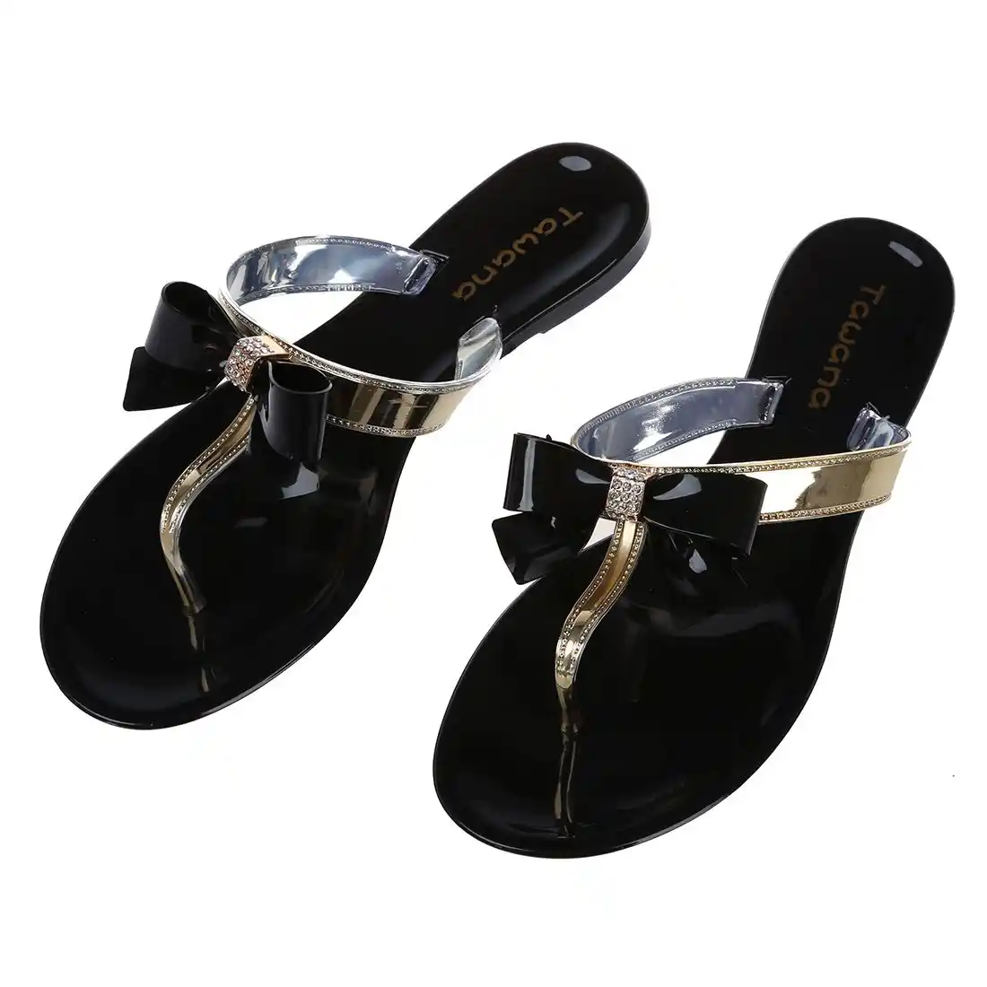 black diamante jelly sandals