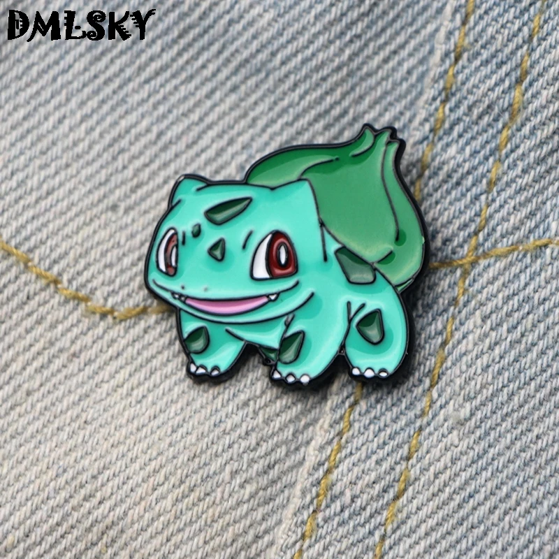 DMLSKY Bulbasaur смешная брошь металлический значок для женщин и мужчин эмалированные булавки броши для одежды сумки булавка для воротничка рубашки подарки M3062