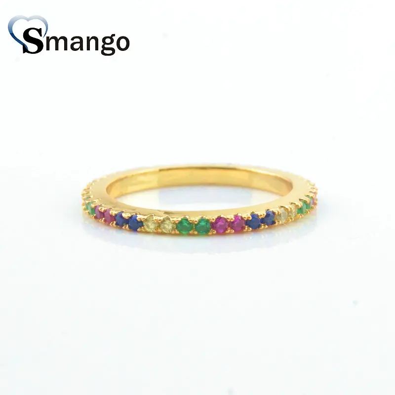 

5Pieces,Women Fashion Jewelry,The Rainbow Series Round Shape Rings,Gold Plating Pave Setting CZ Rings