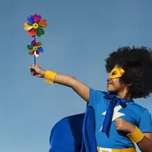 Двухслойная цветная шестилистная лепестковая большая ветряная мельница 58 см ПВХ экологически чистая Наружная игрушка ветряной мельницы домашний садовый декор