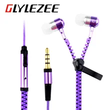 Glylezee S3 Zipper Earphone in Ear Metal Bass MP3 Music 3 5mm with Microphone Stereo Cellphone