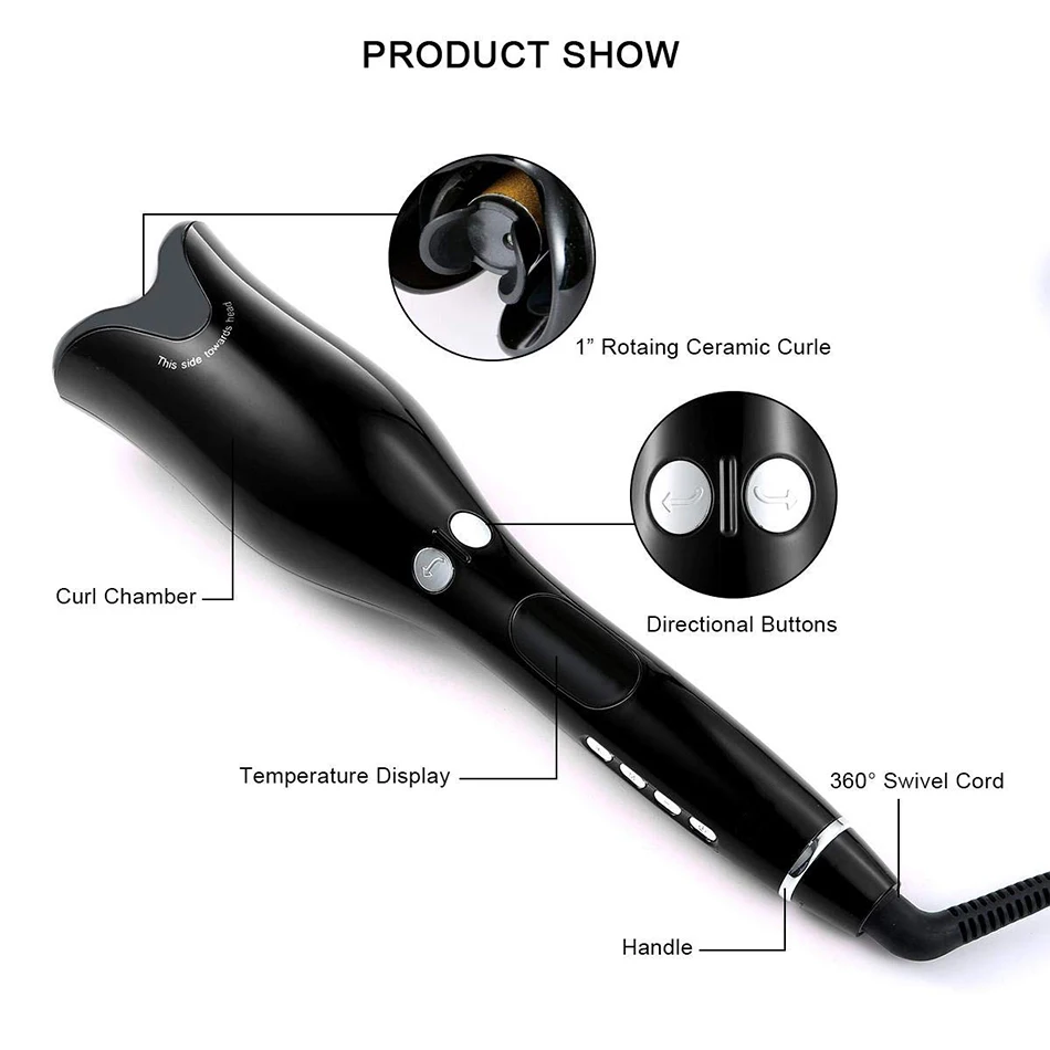 Air Spin N Curl Products Automatic Rotating Ceramic Hair Curler