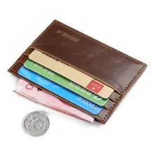 Moda Vintage textura Retro Mini portadores de identificación titular de la tarjeta de crédito empresarial PU cuero Delgado Banco caso monedero cartera envío gratis