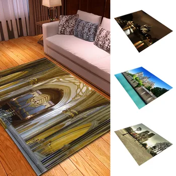 

Famous Building Landscape Printing Area Rug Square Polyester Non-Slip Rug Mat Home Decoration Pray Carpet Rug 100x150CM
