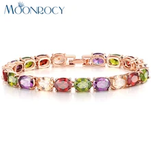 MOONROCY розовое золото Цвет австрийский Красочный Кристалл Жемчужный браслет ювелирных изделий браслет для девочки Для женщин подарок