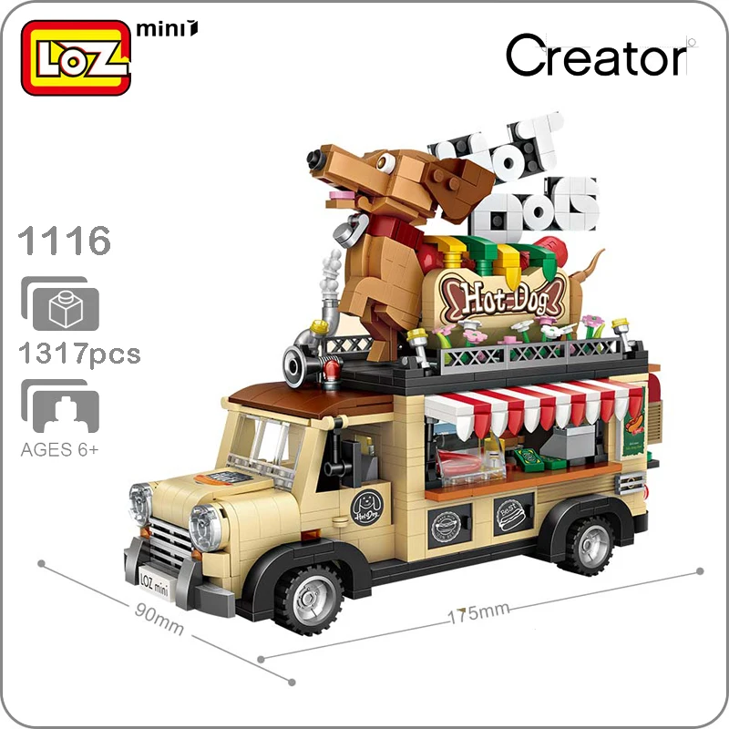 LOZ 1116 хот-дог фаст-фуд автомобиль животное 3D модель 1317 шт DIY Мини блоки кирпичи сборка Алмазная Строительная игрушка подарок