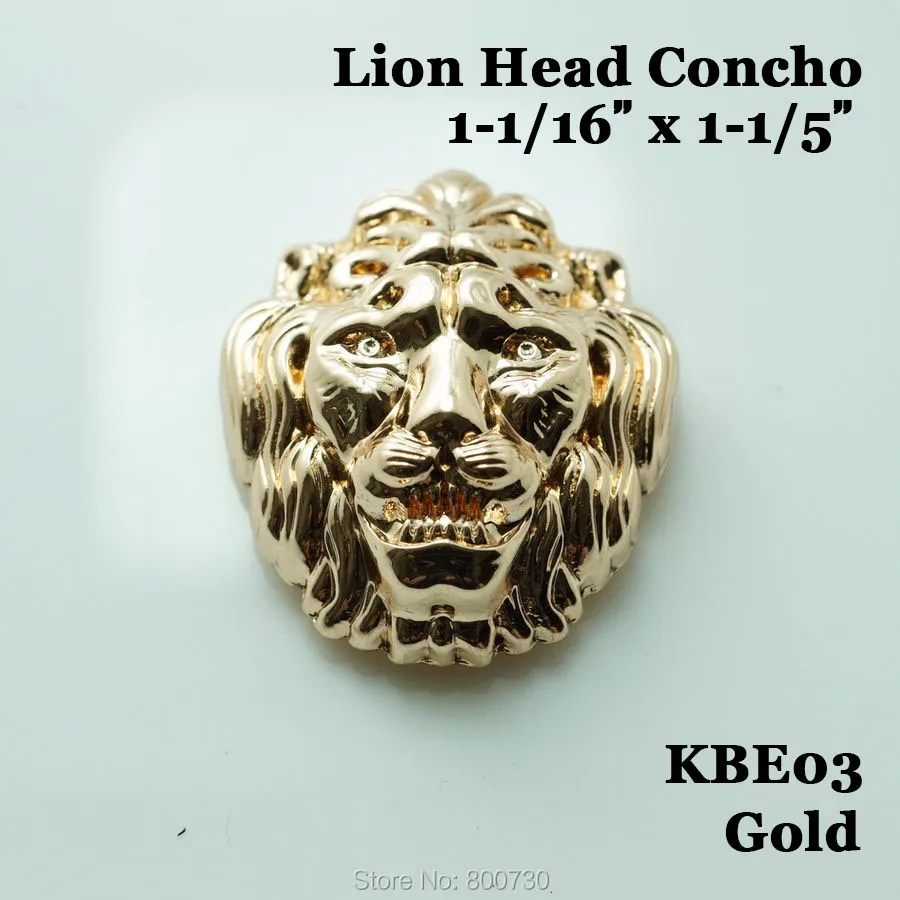 

(KBE03) 10pc Large Lion-Head Conchos Screwback Conchos Leathercraft Gold
