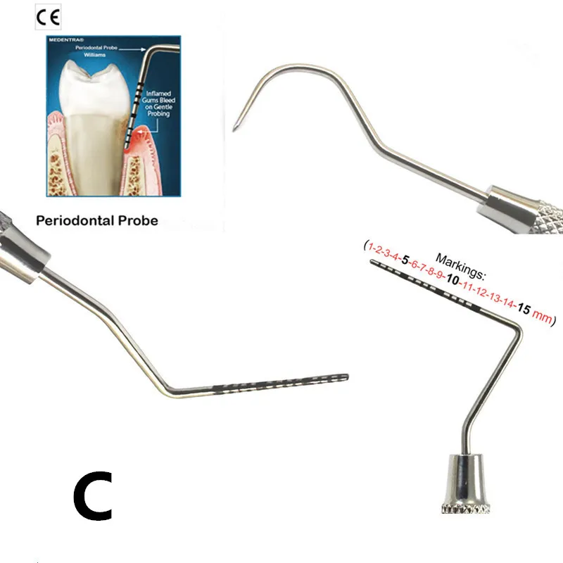 sonda periodontal de aço inoxidável dental com scaler explorer instrumento ferramenta equipamento endodontic material sonda