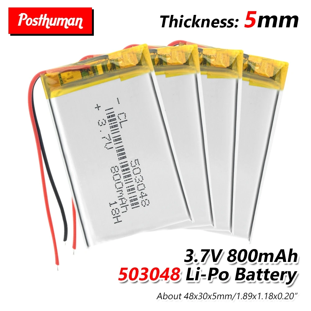 

503048 Rechargeable battery 3.7V 053048 800MAH lithium polymer Battery For MP3 MP4 Bluetooth GPS wireless stereo headset tablet