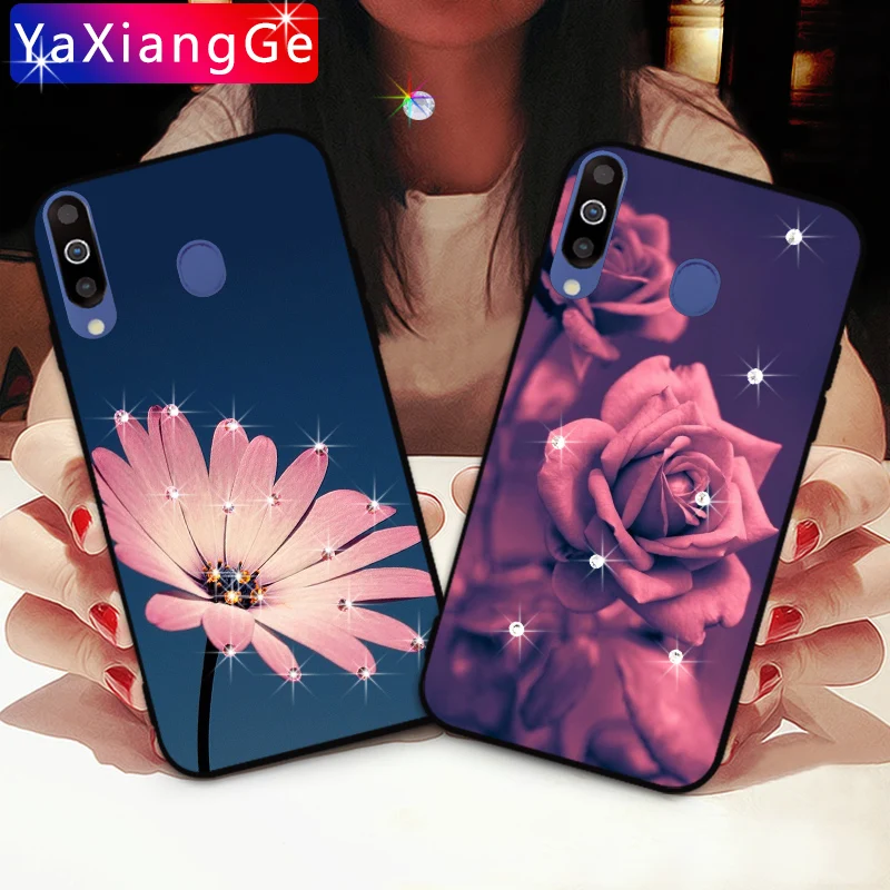 

Flower Rose Diamond Cases For Samsung Galaxy M10 M20 M30 Soft TPU Rhinestone back Cover For Samsung Galaxy A20 A30 A40 A50 A70