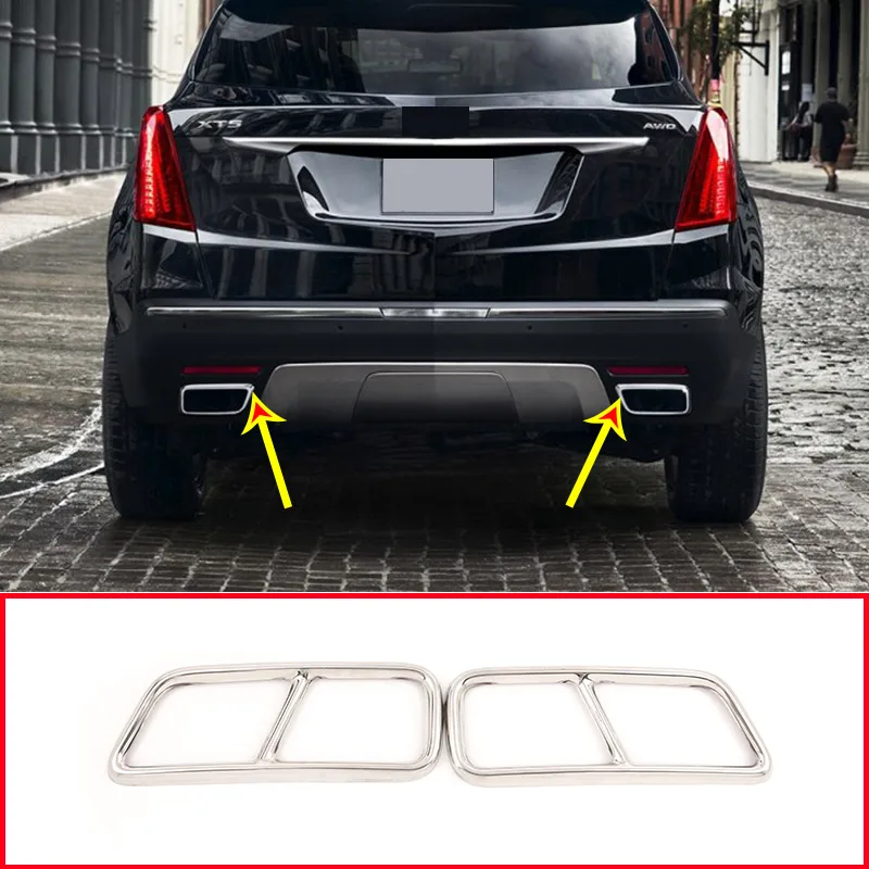 

2pcs Stainless Steel Chrome Exhaust Pipe Trim For Cadillac XT5 XT4 2016 2017 2018 Muffler Cover Accessories