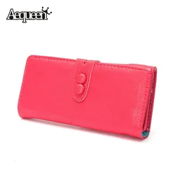 

2015 Long Purse Womens Wallets Cute Candy Color Ladies Wallet Clutch Checkbook Change Double Button Solid Design Bags Trendy