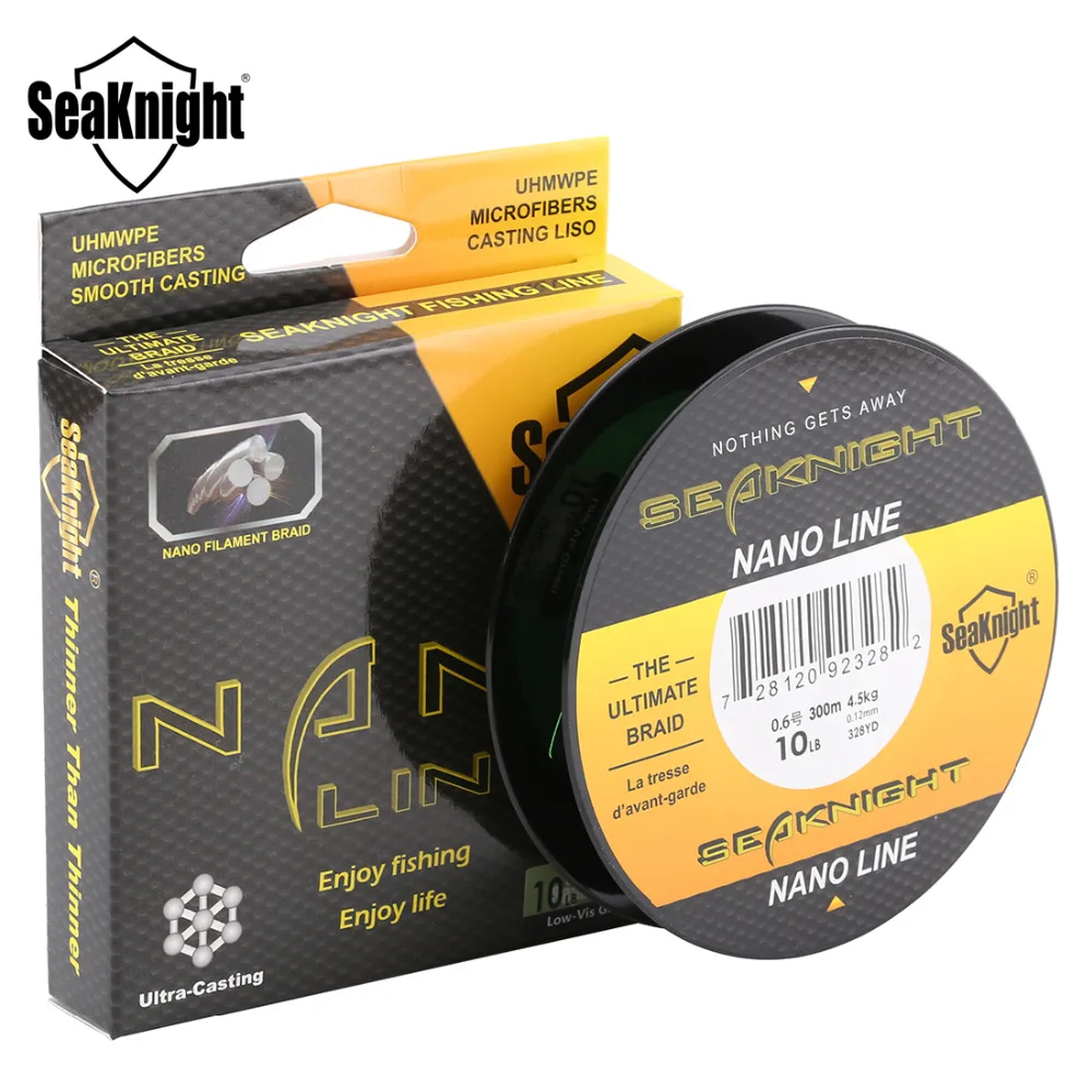 Seaknight نانو 300 متر 4 السواحل مجدولة الصيد خطوط PE المتعددة الشعيرات الصيد خط 4lb 6lb 8lb 10lb القطر 0.07- 0.12 ملليمتر