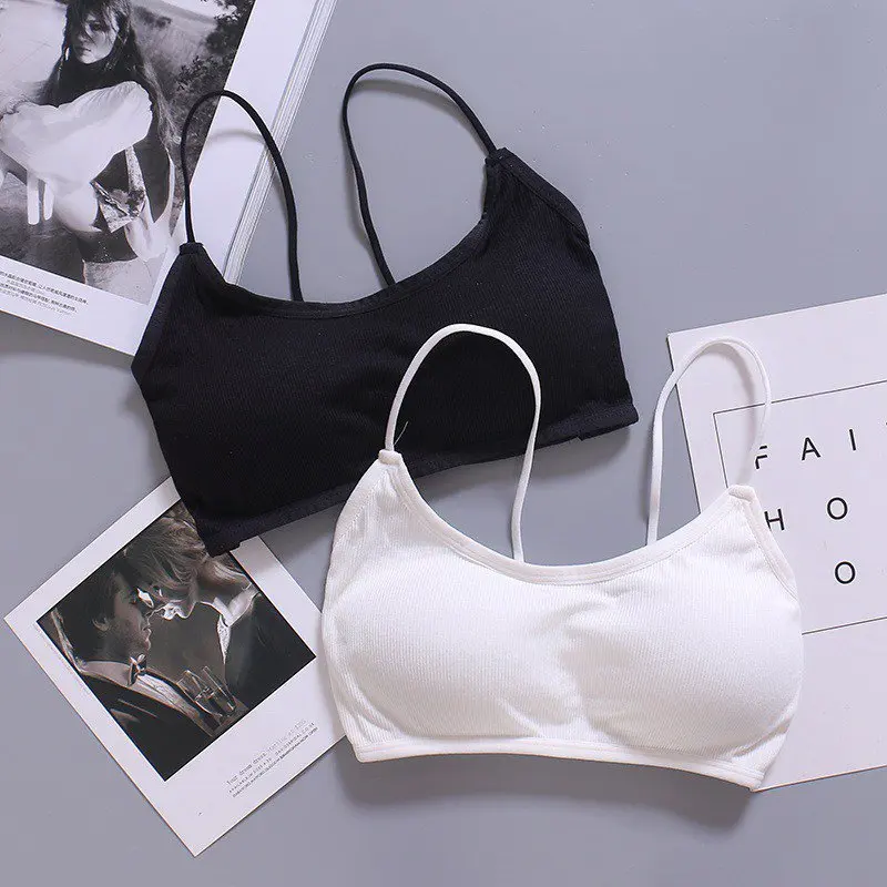 

2019 Cotton Push Up Bra Wire Free Hollow Out Lingerie Cross Back Solid Color Casual Bras For Women