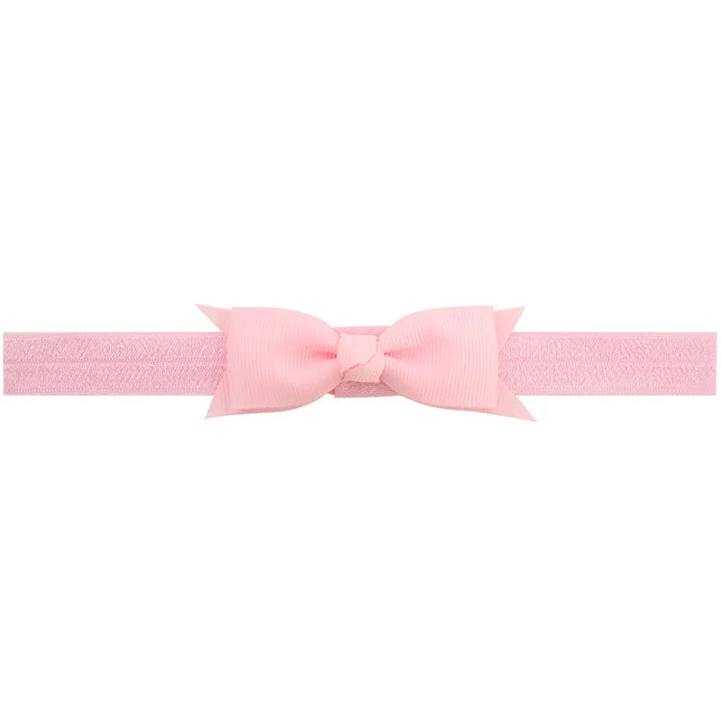 20 шт./лот однотонное пальто для девочек прекрасный галстук-бабочка и повязка на голову для новорожденных DIY Grosgrain ленты лук эластичные ленты для волос Детские аксессуары для волос в виде тюрбана - Цвет: 11 Pink