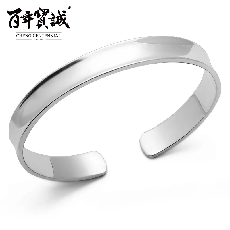 

Cheng Centennial Silver 999 Bracelet for Women Vintage Simple Style All-Match Charms Bracelet Bangle Adjustable Valentines Gift