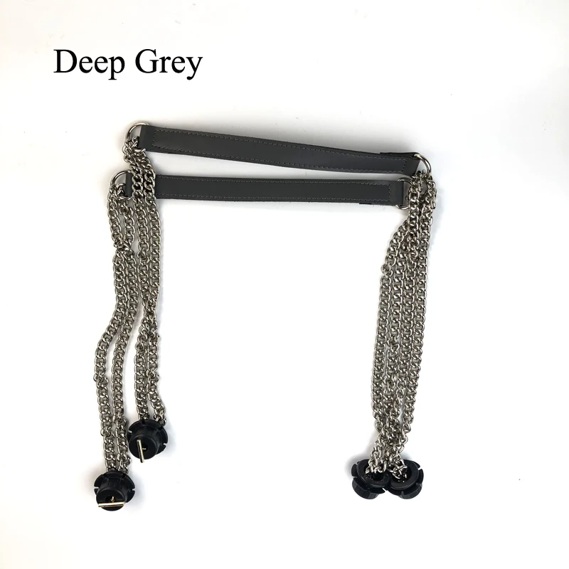 1 Pair 78cm Flat leather PU chain Handle Silver Aluminum Superfiber Handles handle for Obag O Bag Handbag accessories