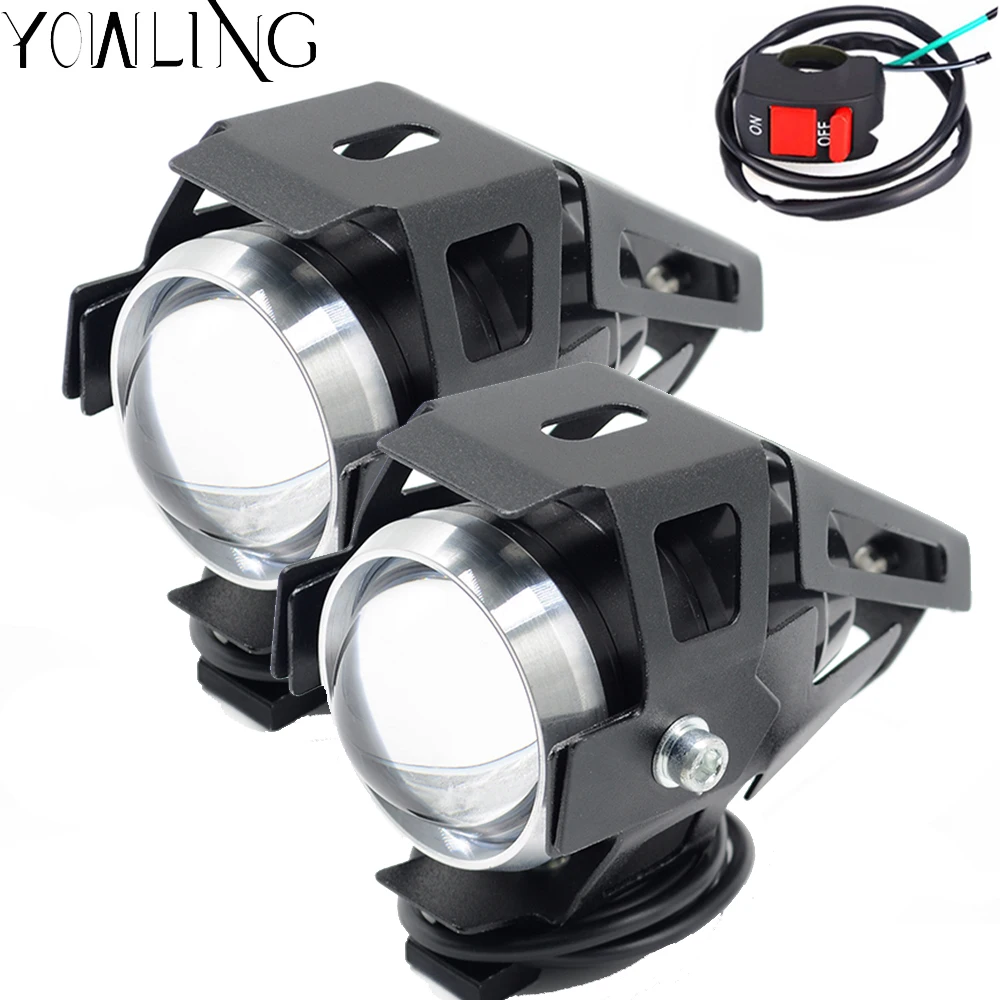 

Universal Motorcycle 12 LED Headlight Fog Light 125W 3000LM U5 Waterproof Driving Spot Head Lamp Switch Moto Accessories 6000K