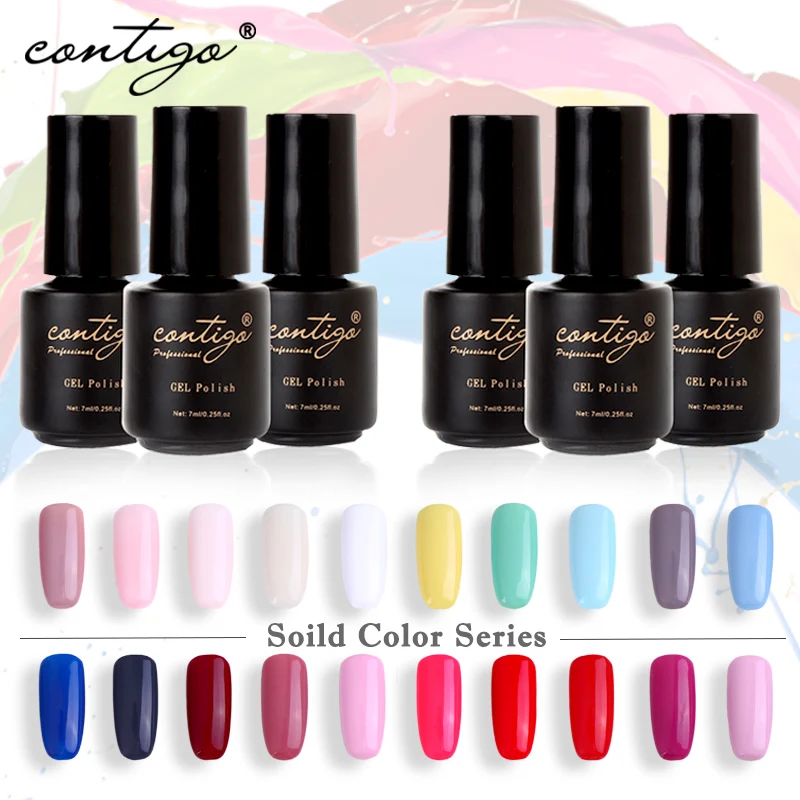 

Contigo New Nail Gel Polish 7ML Pure Color Series UV Gel Nail Lacquer Nail Art LED Design Manicure Long-lasting Nails Gel Glue