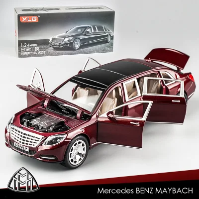 KIDAMI Maybach модель автомобиля из сплава 1:24 модель автомобиля из сплава Детский мальчик звук и светильник - Цвет: Бургундия