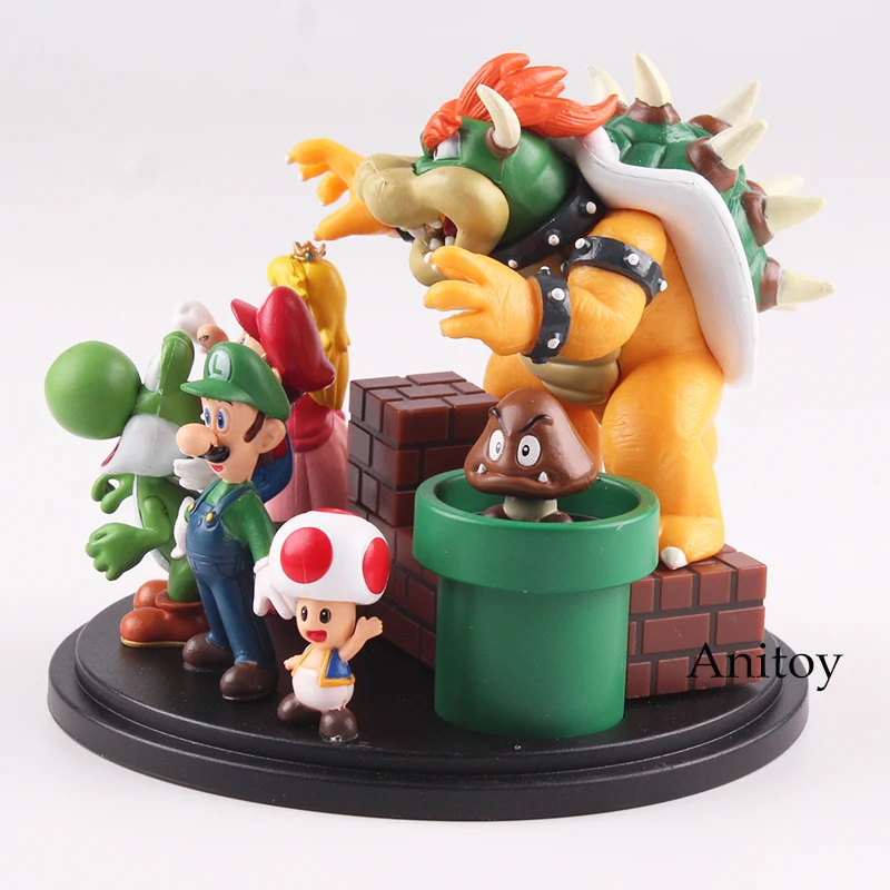 Super Mario Bros Bowser Princess Peach Yoshi Luigi Toad Goomba PVC Action Figure Toy Model 3~10cm
