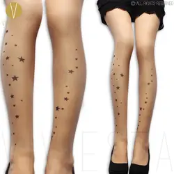 Разбросанные татуировка с изображением звёзд колготки-20D женские оптовая продажа сексуальные милые галактики Звездная ночь поддельные