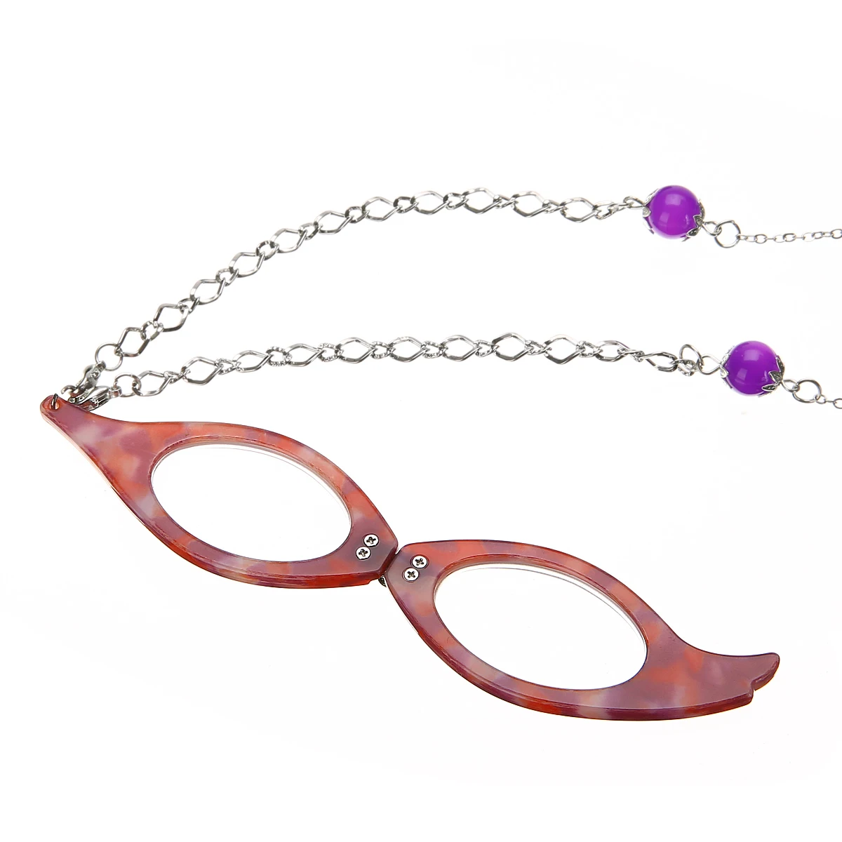Vintage Folding Reading Glasses Chain Pendant Reader Necklace Shellhard Older Lady Femme Jewelry Gift Colorful Frame Necklace