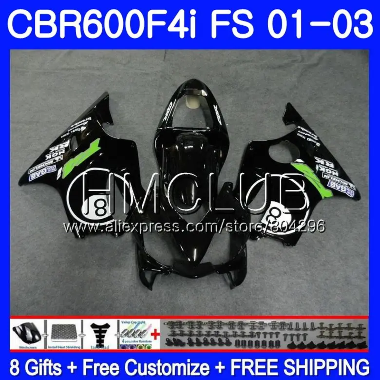 Корпус для HONDA CBR600F4i CBR600FS CBR600 F4i 8 мяч черный 01 02 03 61HM. 13 CBR 600 F4i 600 FS CBR 600F4i 2001 2002 2003 обтекатель