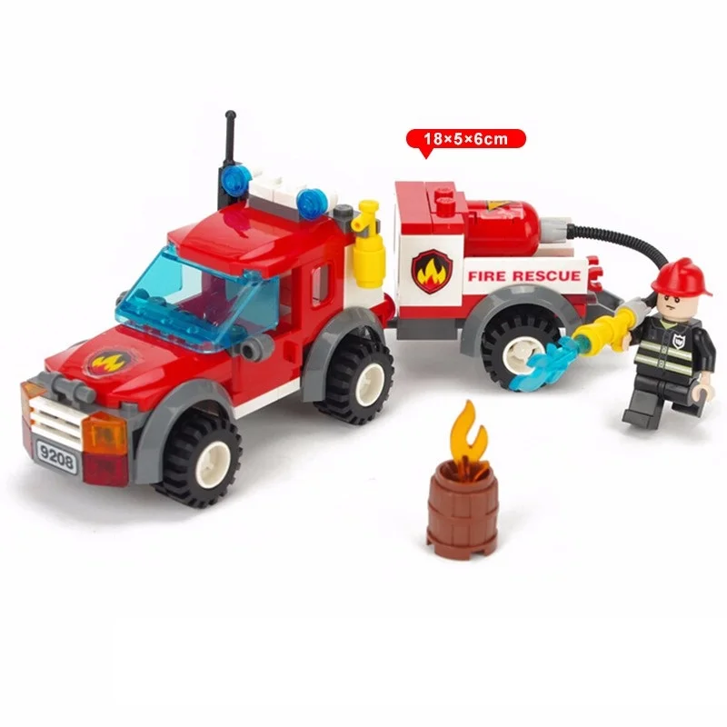 

9208 GUDI 122Pcs City Off Road Fire Rescue Truck Model Building Blocks Enlighten DIY Figure Toys For Children
