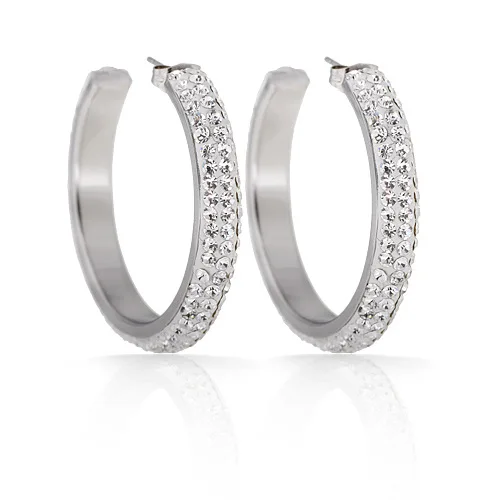 

Wholeslae Fashion Stainless Steel Womens earrings With CZ Crystal Stone