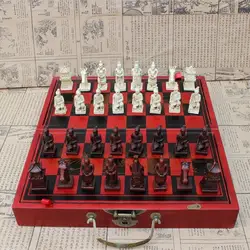 Новые Античные шахматы средние терракотовые шахматы штук античная деревянная складная шахматная доска трехмерный характер Easytoday