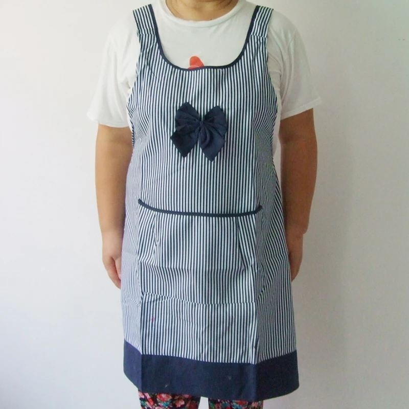 

New arrival 1Pcs cotton apron big size with butterfly column bar dark blue color with edge