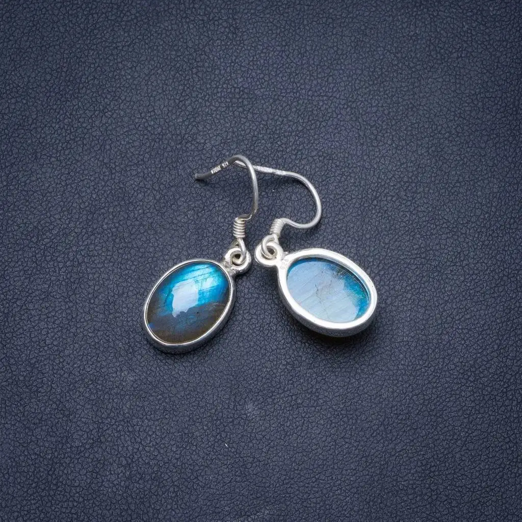 

Natural Labradorite Handmade Unique 925 Sterling Silver Earrings 1.25" Y1209