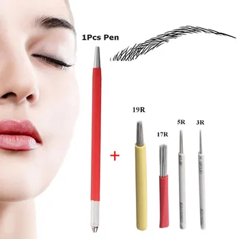 

Fog Eyebrow Manual Microblading Pen Mini Tattoo Machine With 4pcs Round Needle Blade Permanent Makeup 3D Embroidery