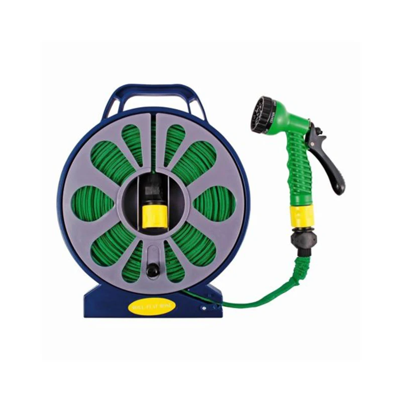 

50FT Turntable Flat Hose Pipe High Pressure Spray Gun Car Washing Watering Nozzle With Stand Hobby With Spray Gun to Watering