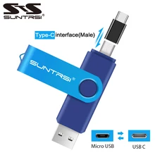 Suntrsi USB2.0 Flash Drive 128 gb 64 gb TYPE C Многофункциональный OTG stick 32 gb из металла Флеш накопитель для смартфона/планшета/ПК логотип