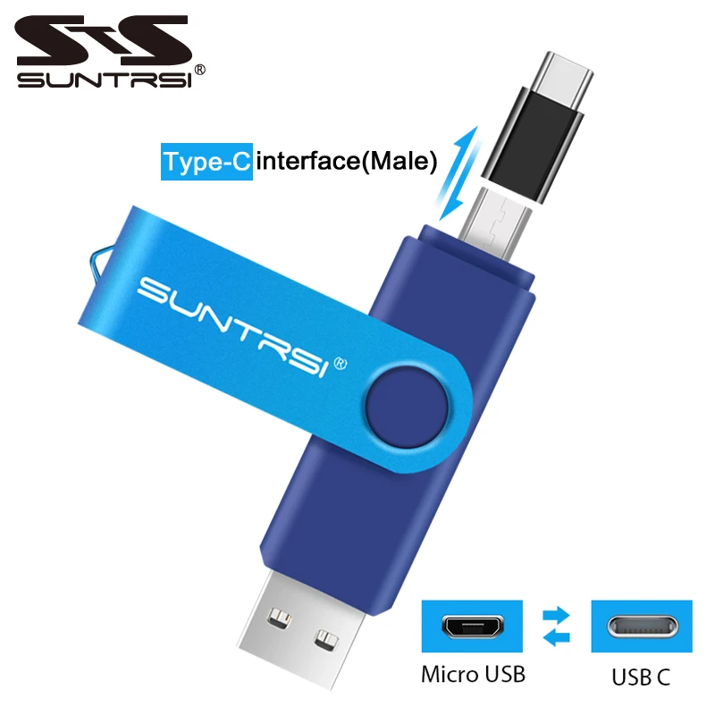 Suntrsi USB 2 0 флеш-накопитель 128 Гб 64 TYPE C Многофункциональный OTG stick 32 металлический