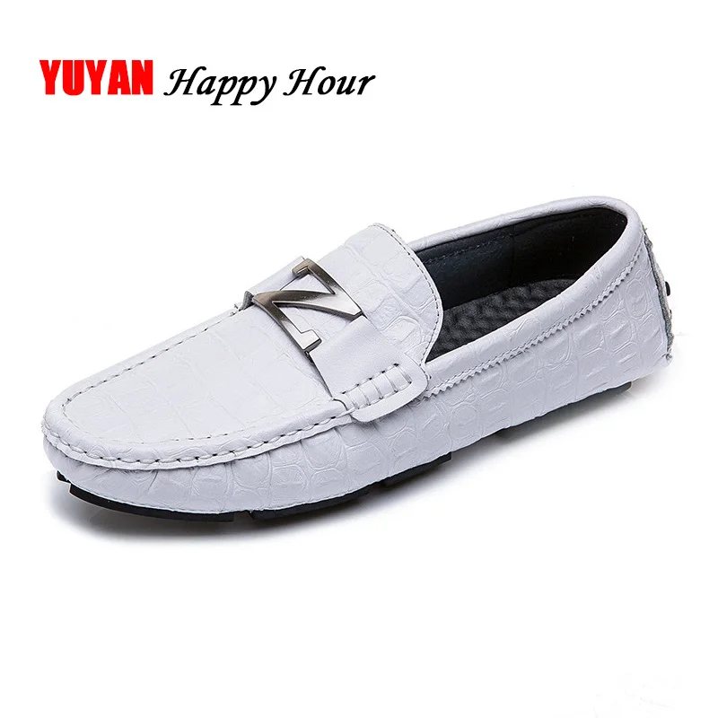 

2019 Luxury Brand Men Loafers Soft Leather Men Casual Shoes Male Driving Shoes Black White KA1134