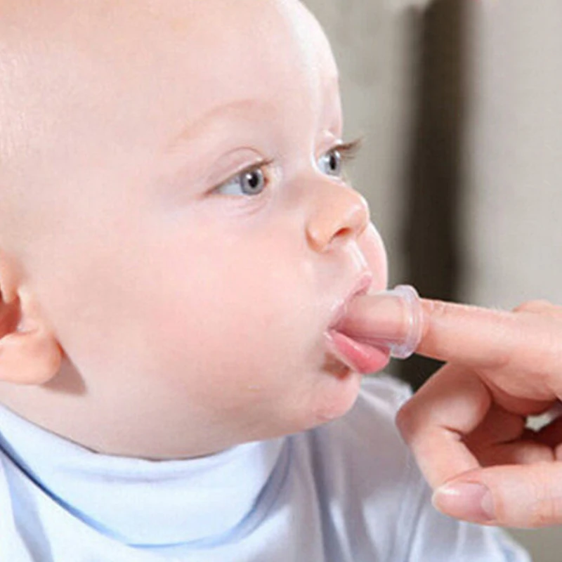 

High Quality Soft Safe Baby Kids Silicone Finger Toothbrush Gum Brush For Clear Massage Toothbrush With Case Dust Shield