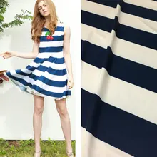 Мягкая Шелковая атласная ткань синяя полоса печатная Ткань DIY Ткань ткани мать дочь одежда женское платье полиэстер ткань