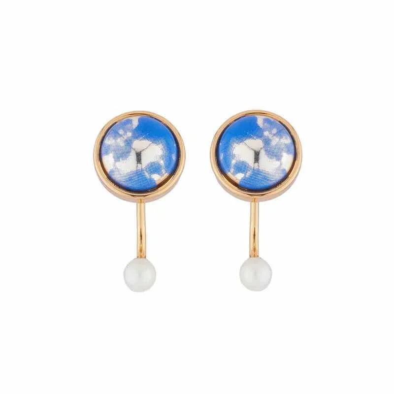 

2019 Amybaby Designer Enamel Glaze Blue Moon Earth Womens Stud Earring Ring Jewelry for Party