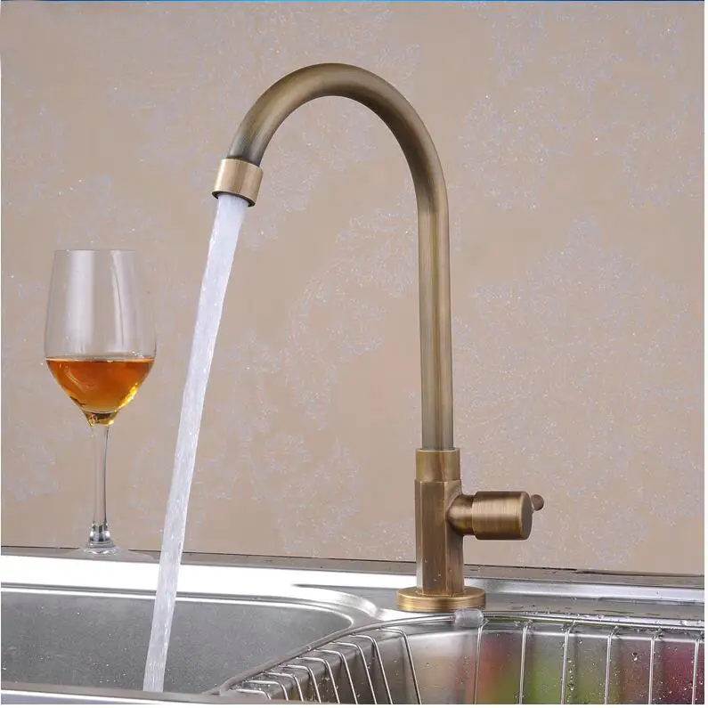 

Free shipping single cold swivel Antique Brass Kitchen Sink Faucet Vanity Faucet Swivel Mixer Tap Faucet cozinha L1555